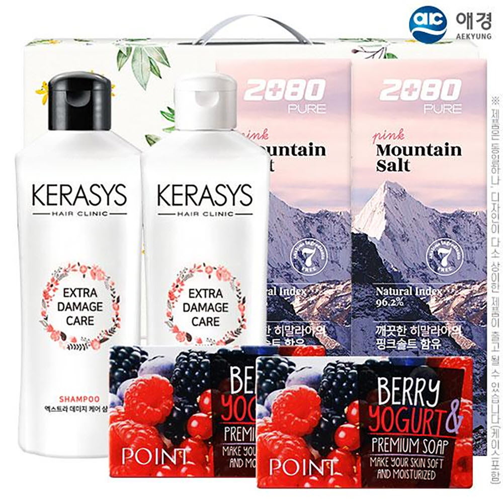 애경 케라시스샴푸180용기 린스180용기 2080히말라야핑크솔트치약100g2P 포인트베리비누2P(6종)