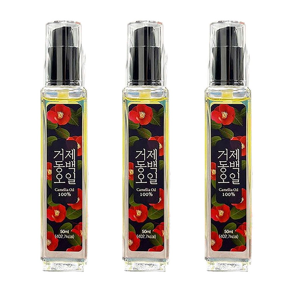 [기간한정세트할인이벤트]거제 동백 오일 50ml 3개 세트/피부건조,아토피,각질,손상되고 푸석푸석한헤어에 탁월한효과!!!